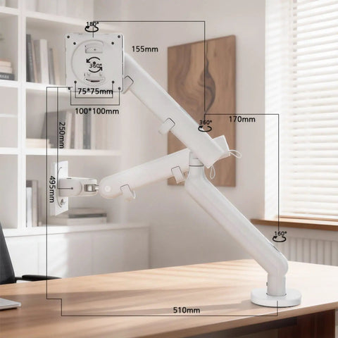 Ergonomic Desktop Monitor Mount With Buttery Smooth Mechanical Spring Arm For Single Screen sleek workspace dimensions on desk