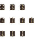 Set Of 10 Mini Vintage Rectangle Hinges For Wooden Boxes And Cabinets With Screws Iron Bronze Coated Hardware That Resists Rust
