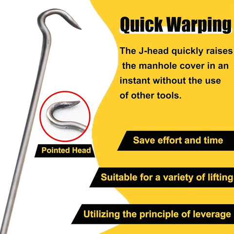 Badass Manhole Hook 3 Pack Drain Lid Lifter With No Sweat Grip Portable Handle for quick lifting of manhole covers with J-head design.