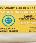 100 Quart Size Vacuum Sealer Bags 8 By 12 Inches Heavy Duty BPA Free Commercial Grade 33 Percent Thicker packaging
