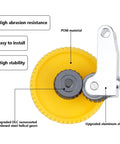 Hardcore Hardened Steel Extruder Gear Kit for P1P P1S X1C X1E showing POM material and aluminum components with labels.