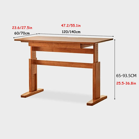 Fully Adjustable Standing Desk With Two Spacious Drawers And Ergonomic Sit Stand Design Smooth Glide Solid Wood Surface dimensions 120cm x 70cm