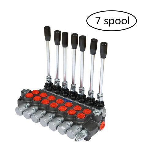Beefed Up 7 Spool Double Acting Hydraulic Directional Control Valve For Small Tractor Loaders 13 GPM Flow 3600 PSI SAE Inlet Outlet Ports