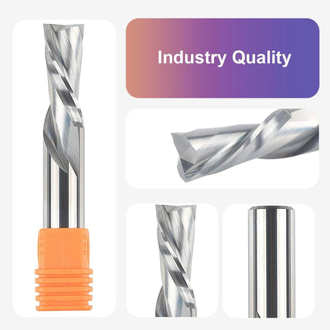 SpeTool spiral downcut router bit, 1/2 in shank, 1/2 in cutting diameter, solid carbide plunge-cut end mill for wood