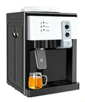 Hot And Cold Water Dispenser For 4.9 Gallon Bottles Desktop Countertop Water Cooler with glass of tea on tray
