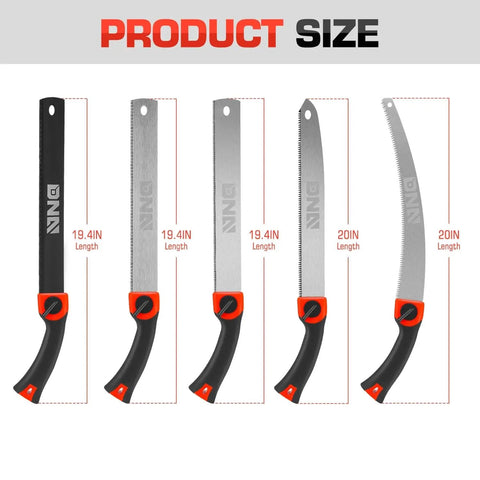 Multi Blade Hand Saw Set With Quick Change Clamp For Wood Metal Plastic Plywood Hacksaw And Handsaw Tools, five sizes shown