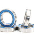 15x24x5mm Chrome Steel Cartridge Bearings With Grease Seal Blue Beefed-Up Full Ball 6802LLU For Hubs And Pivots Pack Of 4 Sealed Bearings High Load Capacity Rugged Durability, blue-sealed bearings shown in front and side views