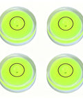 4Pcs Small Circular Bubble Levels, Double Sided Adhesive Bottom Mini in bright green, each measuring 25mm diameter, for precise leveling.