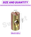 50Pcs M6x20mm Zinc Plated Barrel Nuts Kit For Furniture Assembly showing dimensions and zinc finish