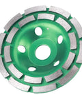 Double Row Diamond Grinding Wheel Disc For Concrete Granite Marble Polishing And Smoothing, 125 x 22.2 mm, green, top view
