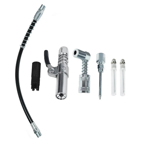 Grease Gun Accessory Kit With Needle Dispenser 90 Degree Coupler 12 Inch Hose Fitting Cleaner for Auto Shop Farm Maintenance