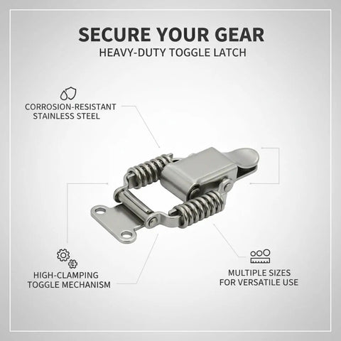Heavy Duty 304 Stainless Steel Toggle Latch With Double Spring Draw Catch For Toolboxes Cabinets And Cases Built Tough For Secure Vibration Resistant Performance Easy Install 1 Pack displayed with features