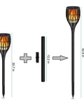 Pole Extension And Joint Kit For Solar Flame Torches Make Tiki Torches Taller With A 12 Inch Extension 4 Pack ABS Plastic Durable And Easy To Snap Together Fits Landscape Lighting Poles shown with extension setup