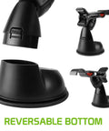 Universal Car Phone Mount Holder With Industrial Strength Sticky Gel Pad And Quick One Hand Release Cradle For Dashboard Windshield showing reversible bottom design.