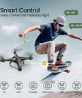 Skater using FPV RC Drone With 1080P HD Camera, 120-Degree Wide Angle Lens, Live WiFi Video in voice control mode