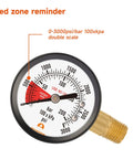 Two Inch Pressure Gauge For CO2 Beer Keg Regulator Left Hand Thread 0 To 3000 Psi Dual Scale Black Steel With Red Zone Alert