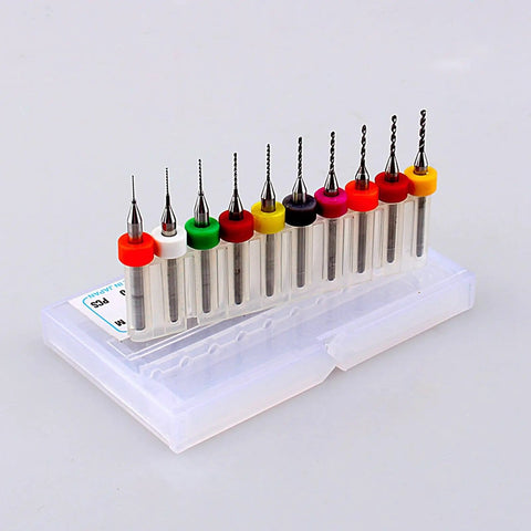 PCB Drill Bit Set Tungsten Carbide Micro Twist Bits For Circuit Boards Pro Precision Thumb Drill Bits 10 Piece Mini Kit