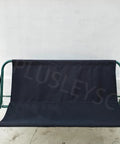 Beefed Up 900D Porch Swing Replacement Fabric on green metal frame, showcasing all-weather black UV resistant waterproof cover