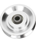 Heavy Duty Aluminum Alloy Fitness Pulley for Strength Training, Durable, Lightweight Exercise Hardware, 80mm Diameter, Easy Install, Perfect Home Gym Accessory for Crossfit and Resistance Workouts, silver wheel close-up