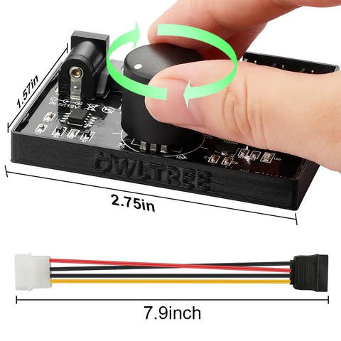 Person adjusting 4 Pin 12V PWM Fan Controller Hub For Six PWM Fans With SATA And DC 5525 Power Input PC Fan Adapter