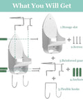 Diagram showing components of Super Handy Wall Mounted Iron And Ironing Board Hanger, Space Saving Organizer Shelf, White Finish