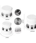 Top Shelf Hella Smooth 58Mm Stainless Steel Espresso Tamper Set With Spring Loaded Impact Hammer And Dual Needle Paddle Wdt Coffee Distributor For 58Mm Portafilter White displayed from multiple angles.