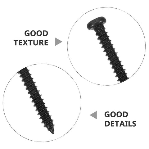 Self Tapping Screws Kit With 7 Sizes Carbon Steel Black 500 Pieces Assortment For Fast, Easy Install On Metal Or Wood, Pan Head Machine Screws, Heavy Duty Diy Project Ready Set close-up of black screw threads