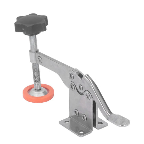 Vertical Toggle Clamp For Woodworking Stainless Steel Quick Release Hold Down Clamp With Non Slip Rubber Pad Pro Grade Large Capacity For Cabinet Door Hinge Installation And Workshop Fix