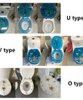 Super Slick Low Drama Auto Closing Toilet Seat With Silent Drop Lid And Transparent Fish Motif Universal Fit for U, V, and O type bowls.