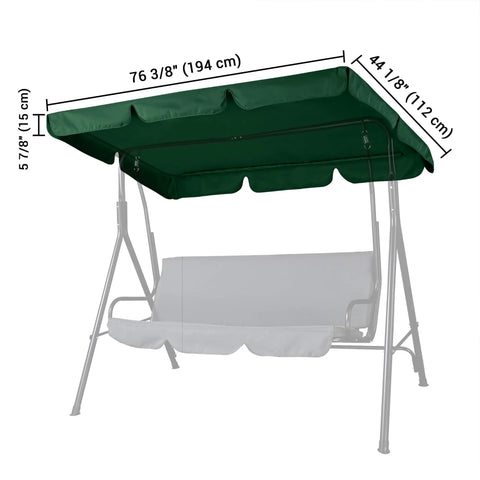 Outdoor Swing Canopy Replacement UV30 Plus 180Gsm Green Canopy Top 76x44 Inches for porch patio garden pool seat