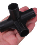 4-Way Plastic Shoe Rack Connectors, 16mm Inner Diameter, Black Replacement Pipe Joints for DIY in hand