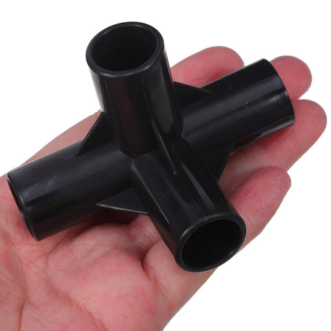 4-Way Plastic Shoe Rack Connectors, 16mm Inner Diameter, Black Replacement Pipe Joints for DIY in hand