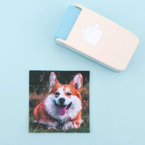 1 Inch Puzzle Hole Puncher For DIY Jigsaw Crafts Portable Cardboard Cutter with custom Corgi dog photo puzzle