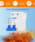 10 Amp Two Pole 120 240V Compact Circuit Breaker With Thermal Magnetic Trip for DIN Rail AC Disconnect, Solar System Guard, RV Ready and Low Voltage Protection, Fast Instant Magnetic Trip for Surges, white housing with blue switch