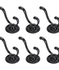 Heavy Duty Double Claw Wall Hooks, Vintage Style Metal Coat Racks With Full Setup Kit, zinc alloy double hooks in black.