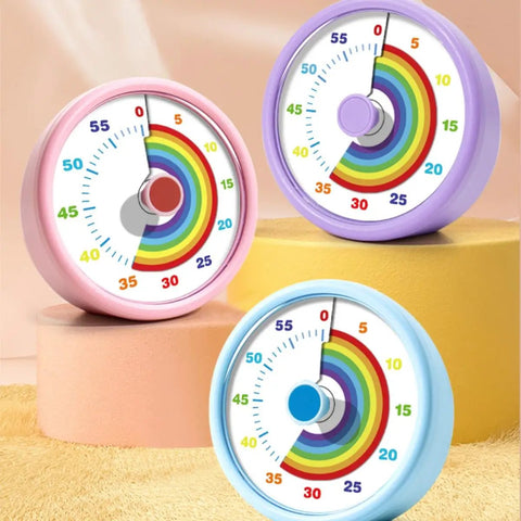 Three Colorful Visual Countdown Timer Kid Friendly For All Ages 60 Minute Time Timer for classroom, home, office, and kitchen use.