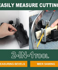 Real Deal Two In One Mitre Measuring And Cutting Tool For Swift Precision Woodworking Cuts No Sweat Angle Finder in use measuring bevels and saw cutting.