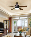 Top Shelf Nordic Wood Ceiling Fan Chandelier With Remote Control in stylish living room with solid oak blades.