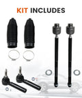 6 Piece Front Tie Rods Kit With Inner And Outer Tie Rod Ends And Boots Replacement For Cadillac Escalade ESV EXT Tahoe Suburban Silverado Sierra Yukon XL 1500 Chevy GMC Direct Fit Upgrade, kit includes boots, clamps, and tie rods