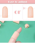 Gel Finger Cots Set 20 Piece Silicone Finger Protectors showing adjustable and breathable design on fingertip.