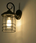Two Pack Outdoor Wall Lanterns Built To Last With Matte Black Finish Anti Rust Exterior Sconces Clear Seedy Glass Waterproof