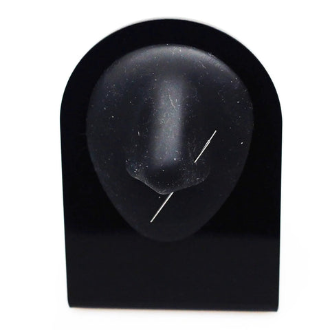 Two Pack Titanium Implant Grade Insertion Tapers For Threadless Labret Bar 1.0mm 1.2mm 18G 16G Set displayed on black stand
