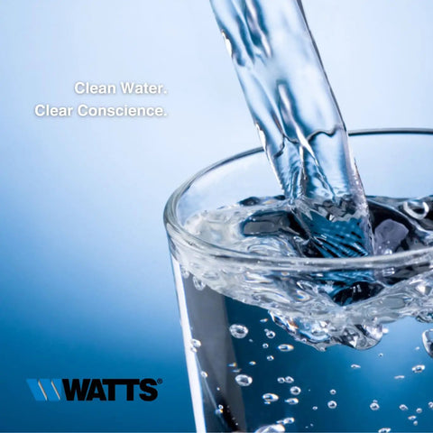 Close-up of water flowing into a glass, promoting clean water with the 10 Inch Inline RV Water Filter With Half Inch MPT Fittings.