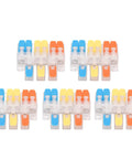 Five sets of 3 In 6 Out Quick Wiring Splice Cable Connector 41A 450V with red copper contacts in PA fire retardant housing.