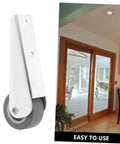 Top Shelf Heavy Duty Barn Door Sliding Wheels And Silent Caster Rollers for cabinet and glass doors, featuring a gray rubber wheel and metal bracket.