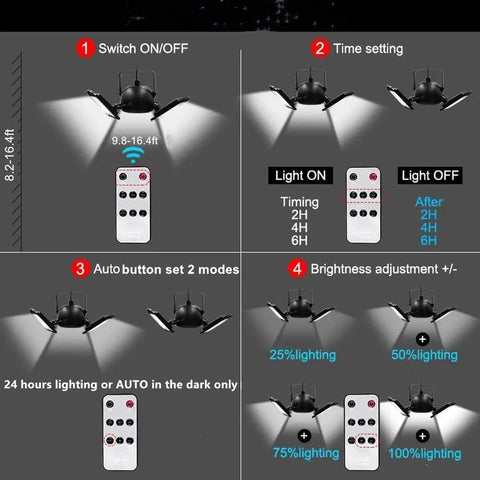 Premium Solar Pendant Light With Remote Control And Sixty Leds Illuminates Indoor Outdoor Spaces Like Patio Yard Garden Or Barn Set It And Forget It With Auto Day Night Sensor Zero Drilling Hassle Plus Emergency Battery Back Up That Crushes Outages remote control features and brightness settings displayed.