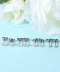 Four Pairs Titanium Stud Earrings For Women And Men Dope Shine 2 To 5mm Ball Cubic Zirconia Hypoallergenic Nickel Free Lead Free Safe For Sensitive Ears Cartilage Earrings Everyday Sparkle And Comfort, 4 pairs laid flat