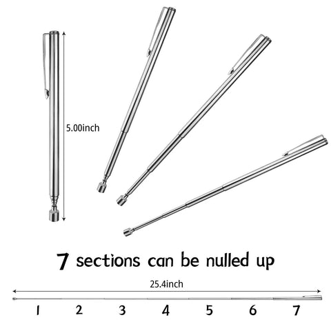 Magnetic Pickup Tool Telescoping Pocket Clip Extendable Magnet Pen For Mechanics Durable Aluminum Alloy Construction Powerful Magnet Slim Design