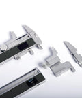 Digital Caliper Kit Premium Combo With 12 Inch Measuring Tool, 0.1mm Accuracy, 93 US Imperial And Metric Scales, Infinite Customized Scales For 3D Printing And DIY Measurement, Includes Reading Kit, Drafting Kit, And Pro Case. Digital caliper kit with aluminum frame and stainless steel jaws