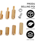 180pcs M2.5 Brass Hex Standoff Spacer Nut Screws Kit With Stainless Steel Fasteners For PCB Motherboard Electronics Projects, Durable Brass Spacers And Nuts For Precise, Easy Assembly, brass standoffs and screws on white